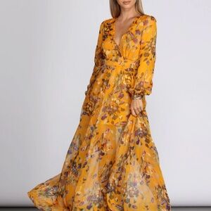 Windsor Yellow Gold Ruched Wrap Gown